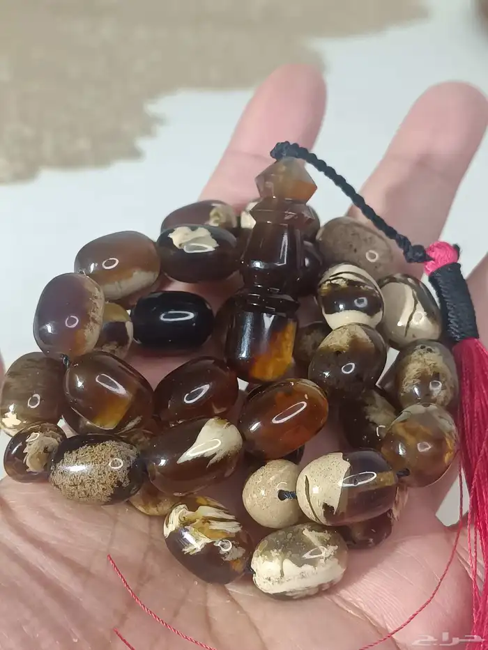 سبحة كهرمان سومطري طبيعي شجري بالكامل 1