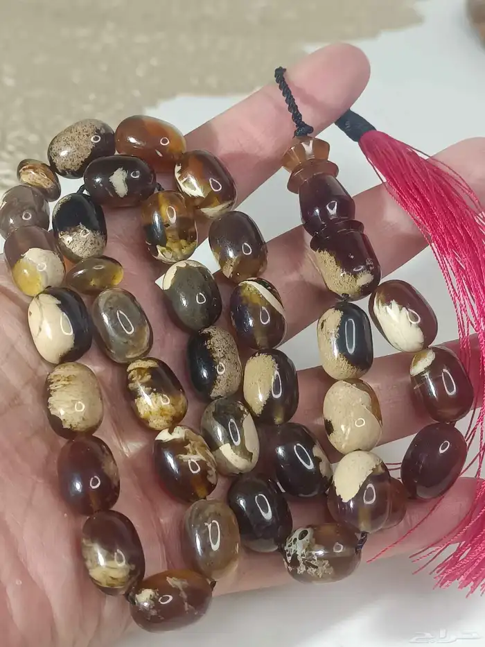 سبحة كهرمان سومطري طبيعي شجري بالكامل 0