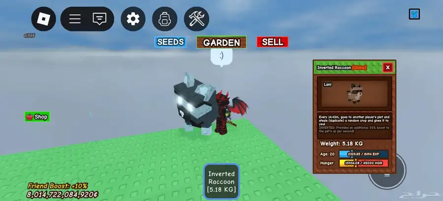 راكون بارخص الاسعار grow garden 0