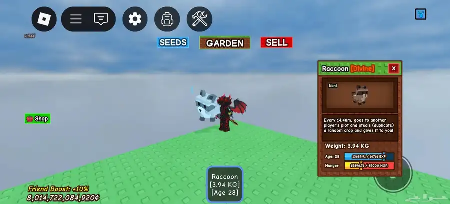 راكون بارخص الاسعار grow garden 2