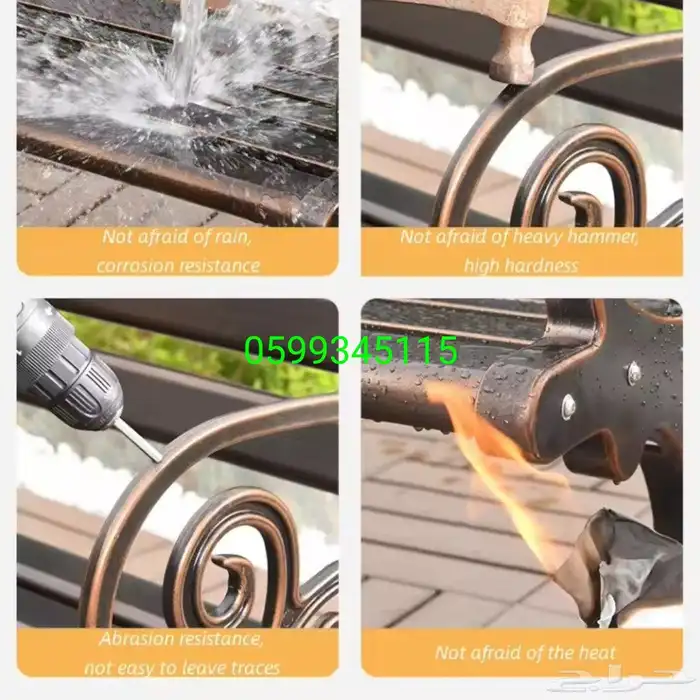 مقاعد خشبية صلبة وكراسي شرفة مقاعد حديقة سلة مهملات 18