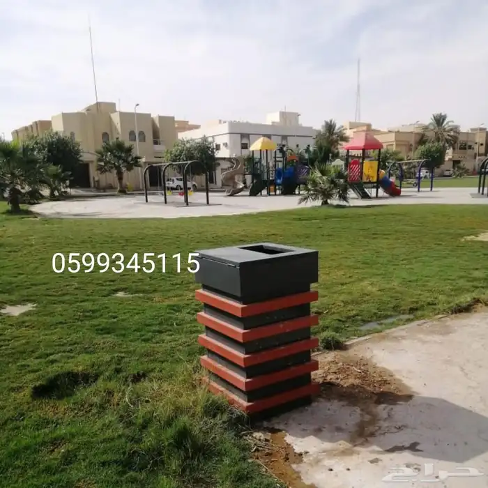 كراسي خشيية سلات زبالة الحدائق سلة اعادة تدوير أماكن عامة 0