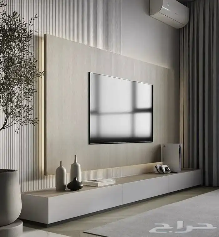 ديكورات شاشه التلفزيون شيبورد وطاوله ورفوف وبوكسي دهانات جوت 3