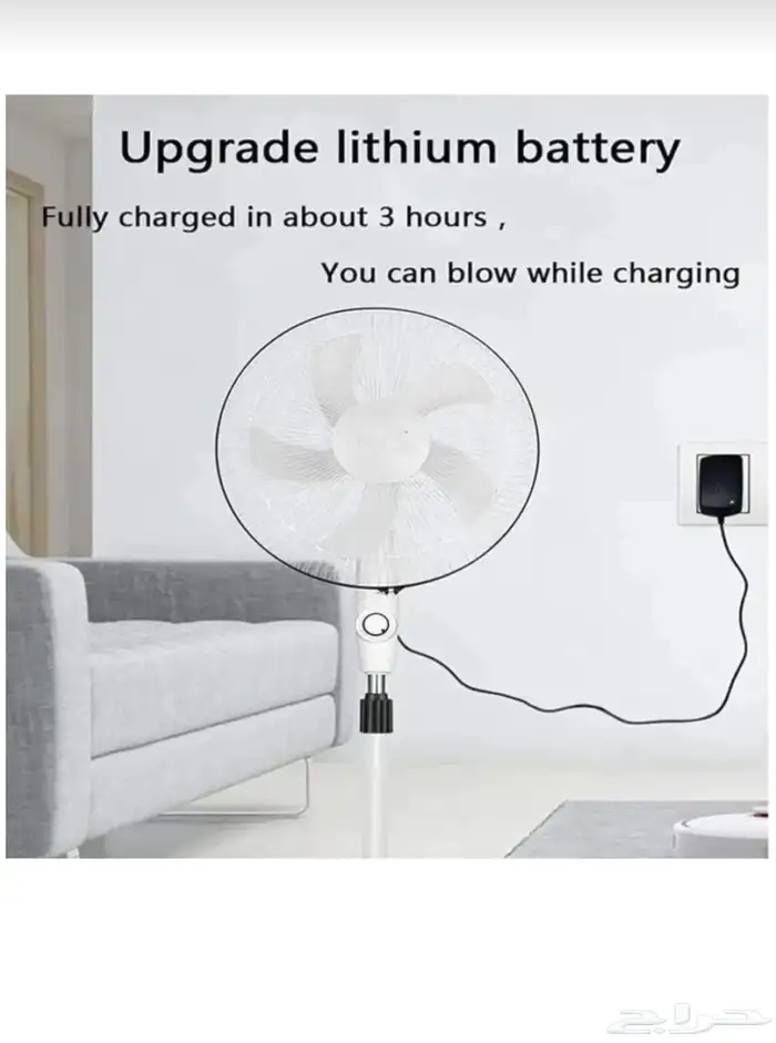 مروحة شمسية DENX DX2606 قابلة لإعادة الشحن مع LED وبطارية 3