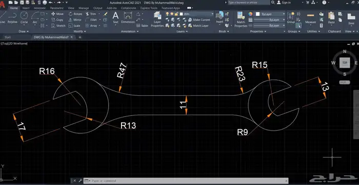 رسم هندسي على الاوتوكاد 3