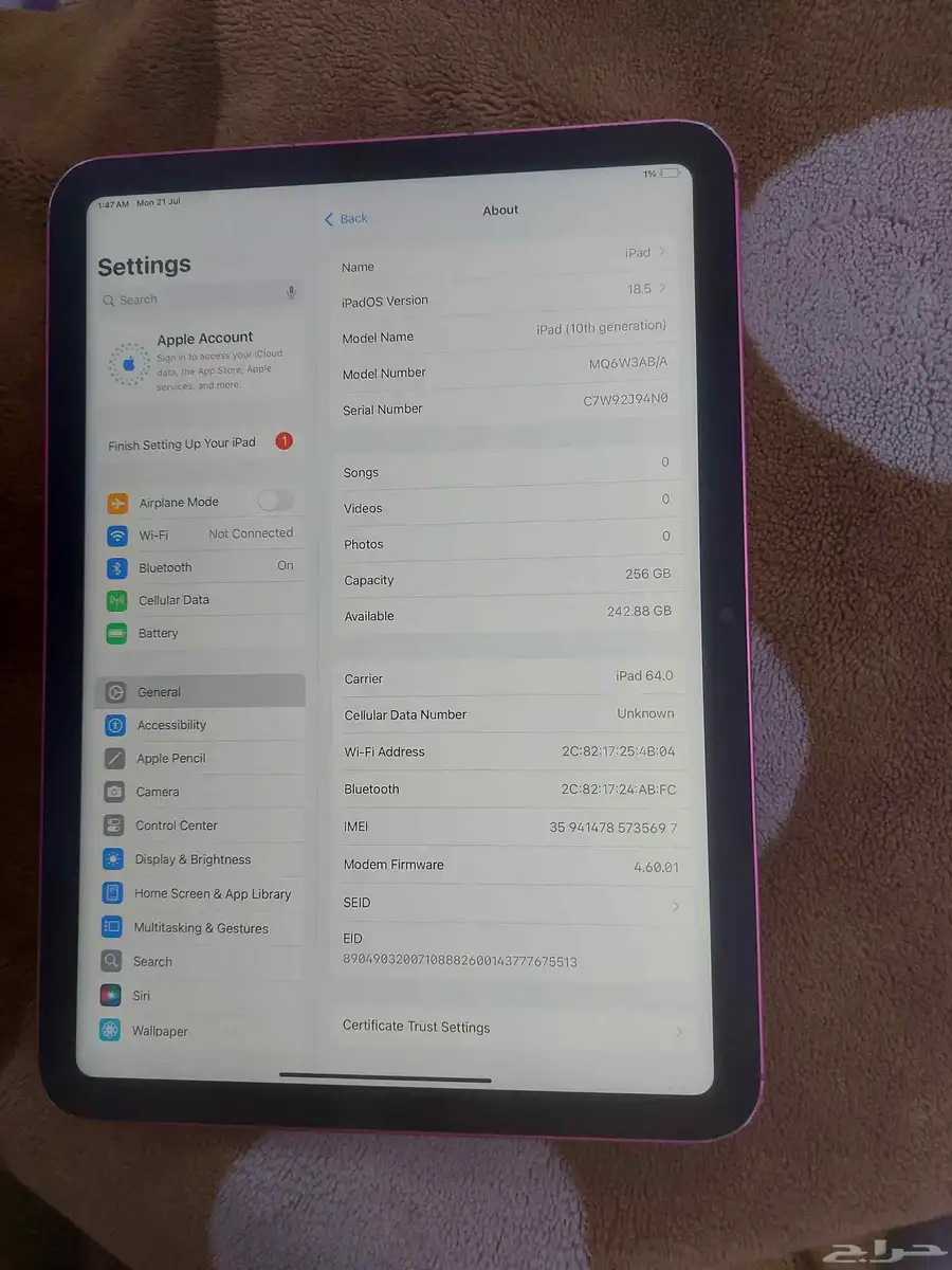 ipad 10th generation 256 gb sim wifi only touch change 1