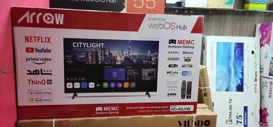 بيع توصيل تركيب مجاني فوري شاشات تلفزيون سمارت 4k واي فاي 7