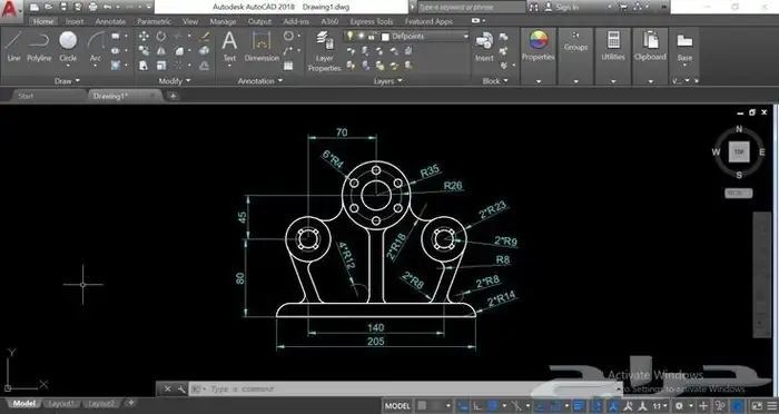 رسم هندسي على الاوتوكاد 1