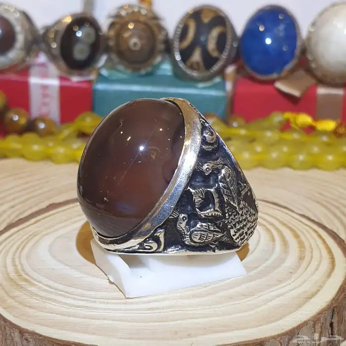 خاتم عقيق يماني كرزي قبه فاخر ومميز 6