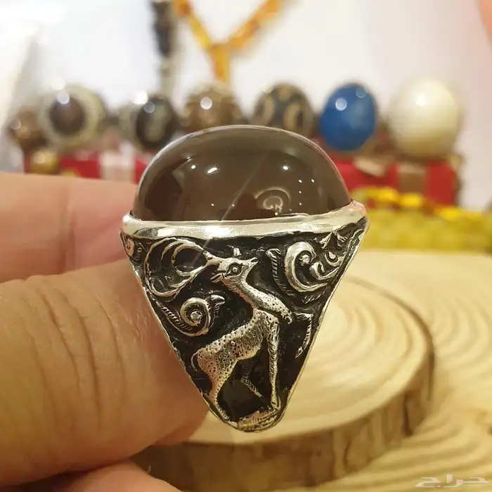 خاتم عقيق يماني كرزي قبه فاخر ومميز 19