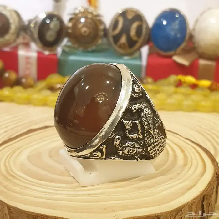 خاتم عقيق يماني كرزي قبه فاخر ومميز 7