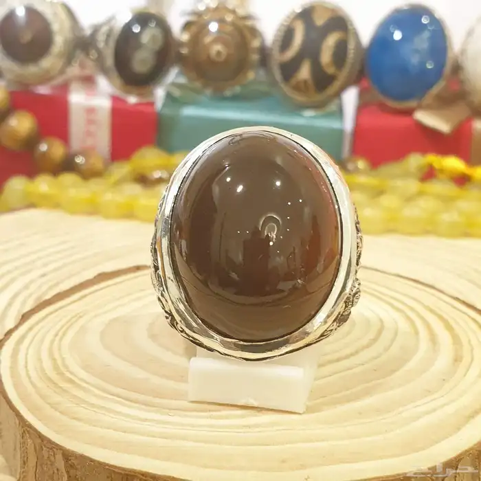 خاتم عقيق يماني كرزي قبه فاخر ومميز 8