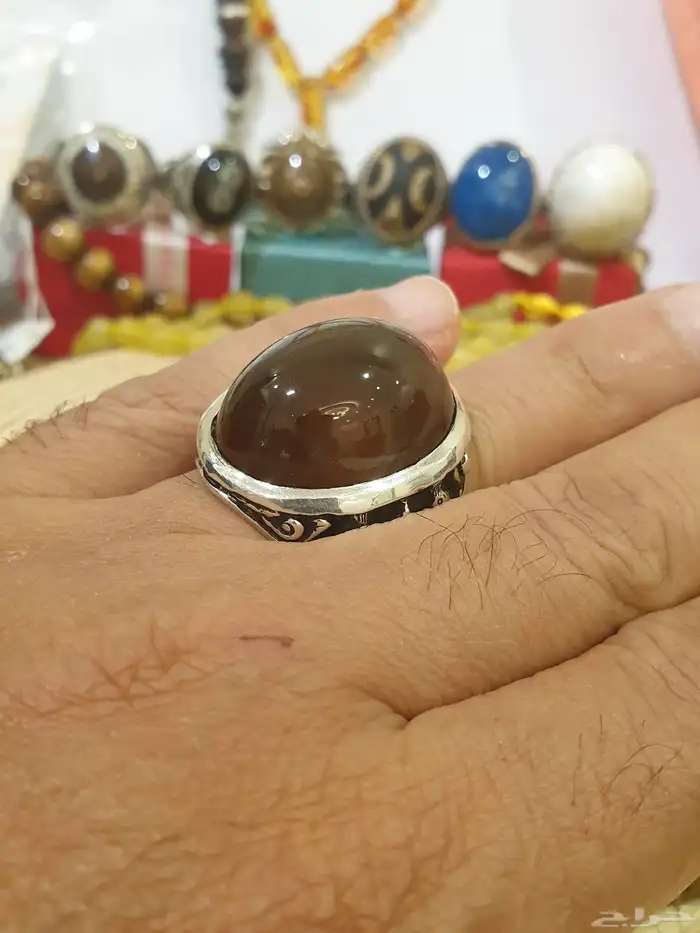 خاتم عقيق يماني كرزي قبه فاخر ومميز 11