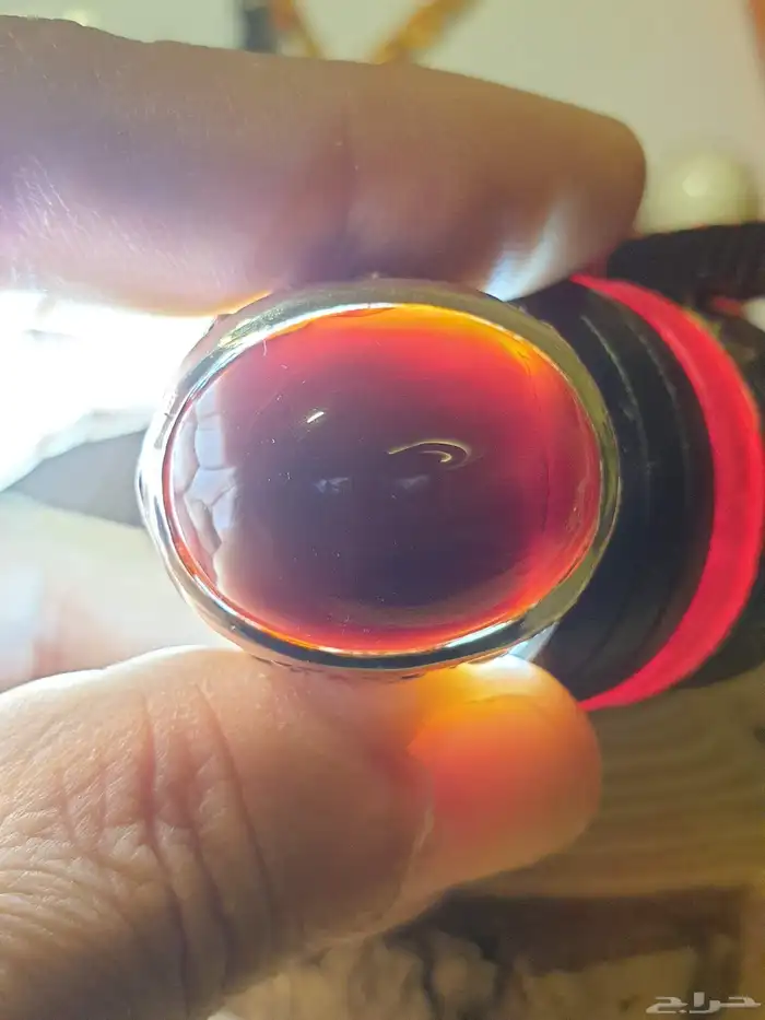 خاتم عقيق يماني كرزي قبه فاخر ومميز 20