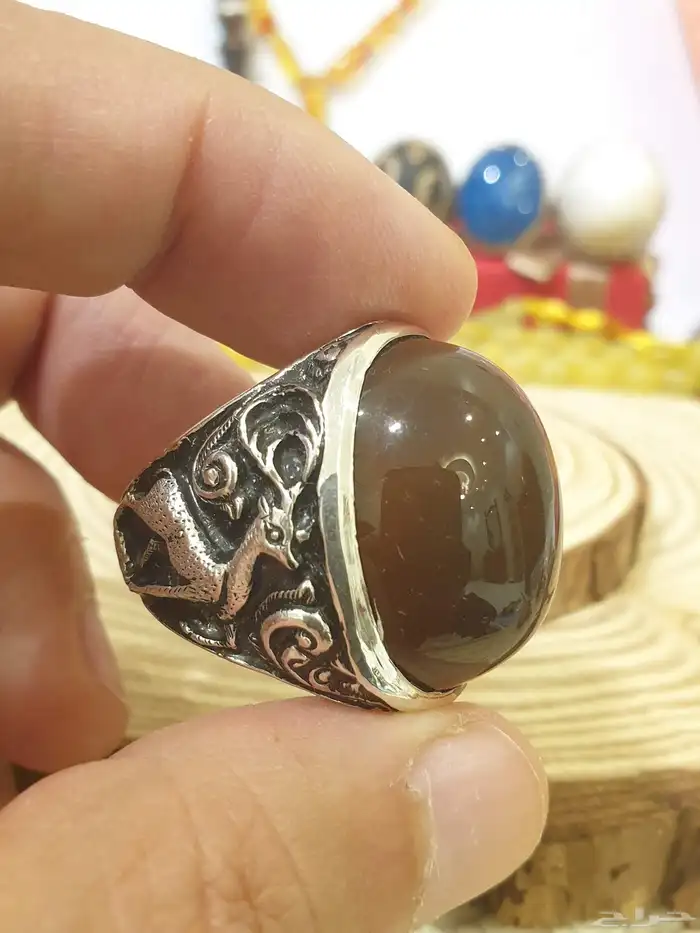 خاتم عقيق يماني كرزي قبه فاخر ومميز 15