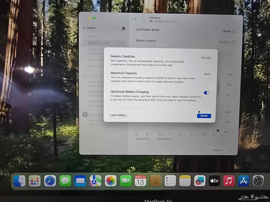 Mac book air m1 cycles count 71 battery 94 less usage index