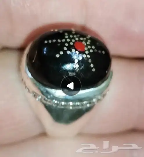 خاتم فضه 925 بحجر يسر بحر الاحمر 1