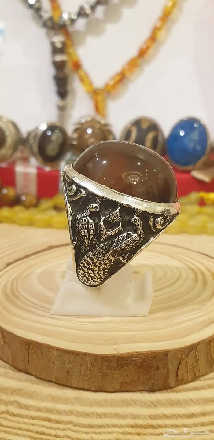 خاتم عقيق يماني كرزي قبه فاخر ومميز 17