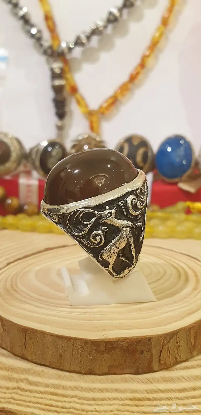 خاتم عقيق يماني كرزي قبه فاخر ومميز 13