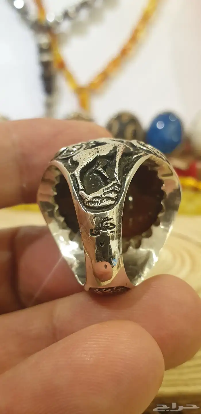 خاتم عقيق يماني كرزي قبه فاخر ومميز 10