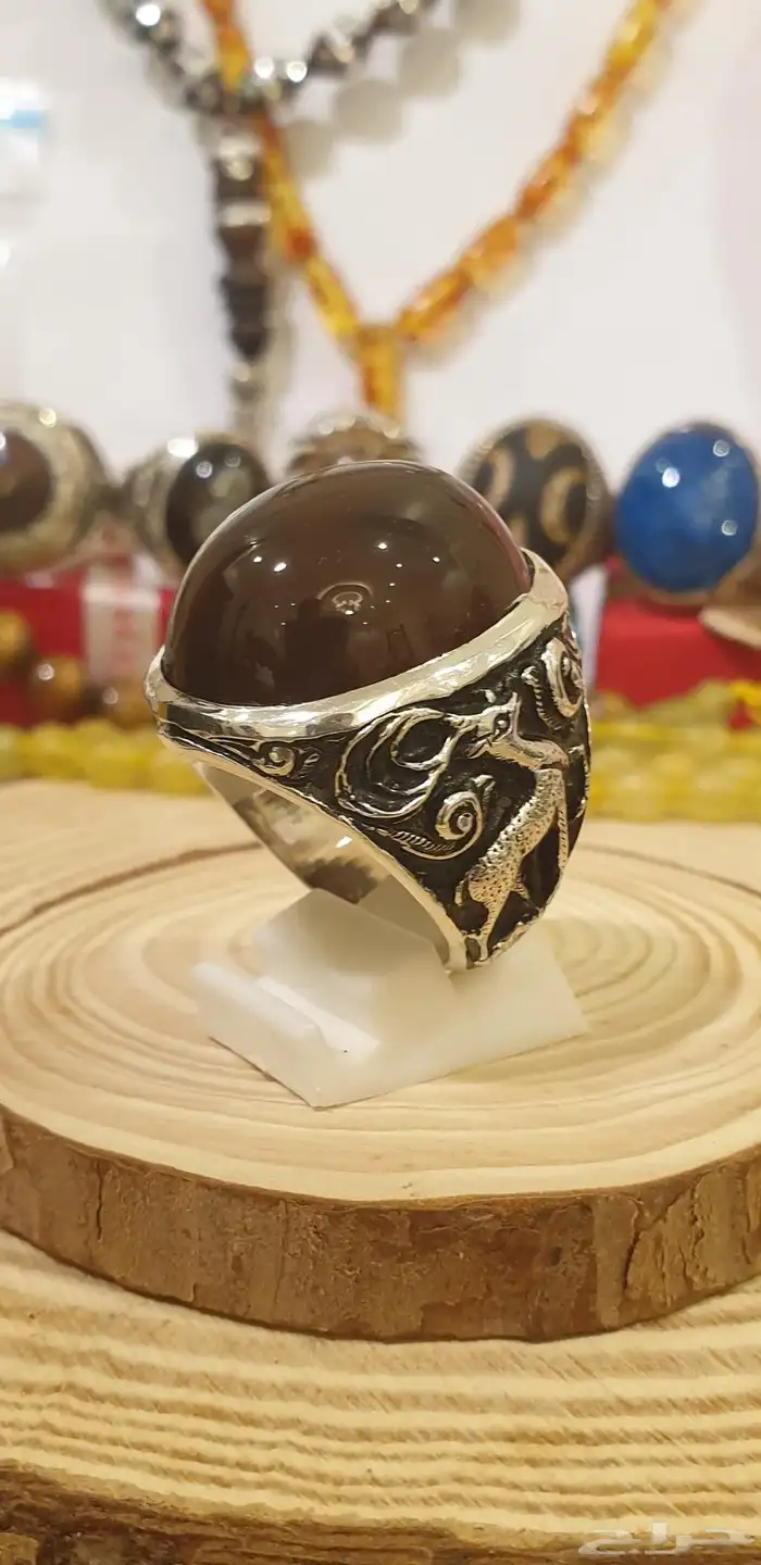 خاتم عقيق يماني كرزي قبه فاخر ومميز 18