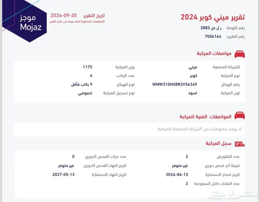 ميني كوبر فل كامل 2024 عداد 2600 وارد الناغي ب 112 الف 23