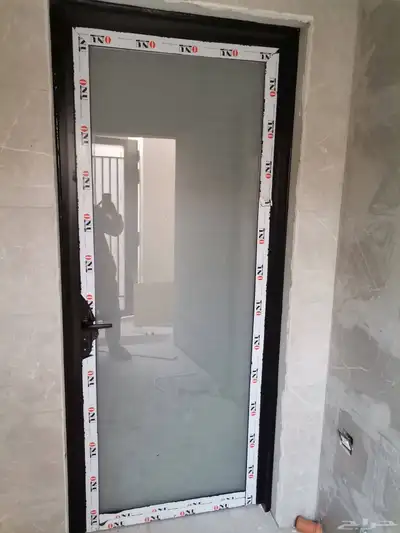 المنيوم باب شرايا دبل زجاج رمل 0