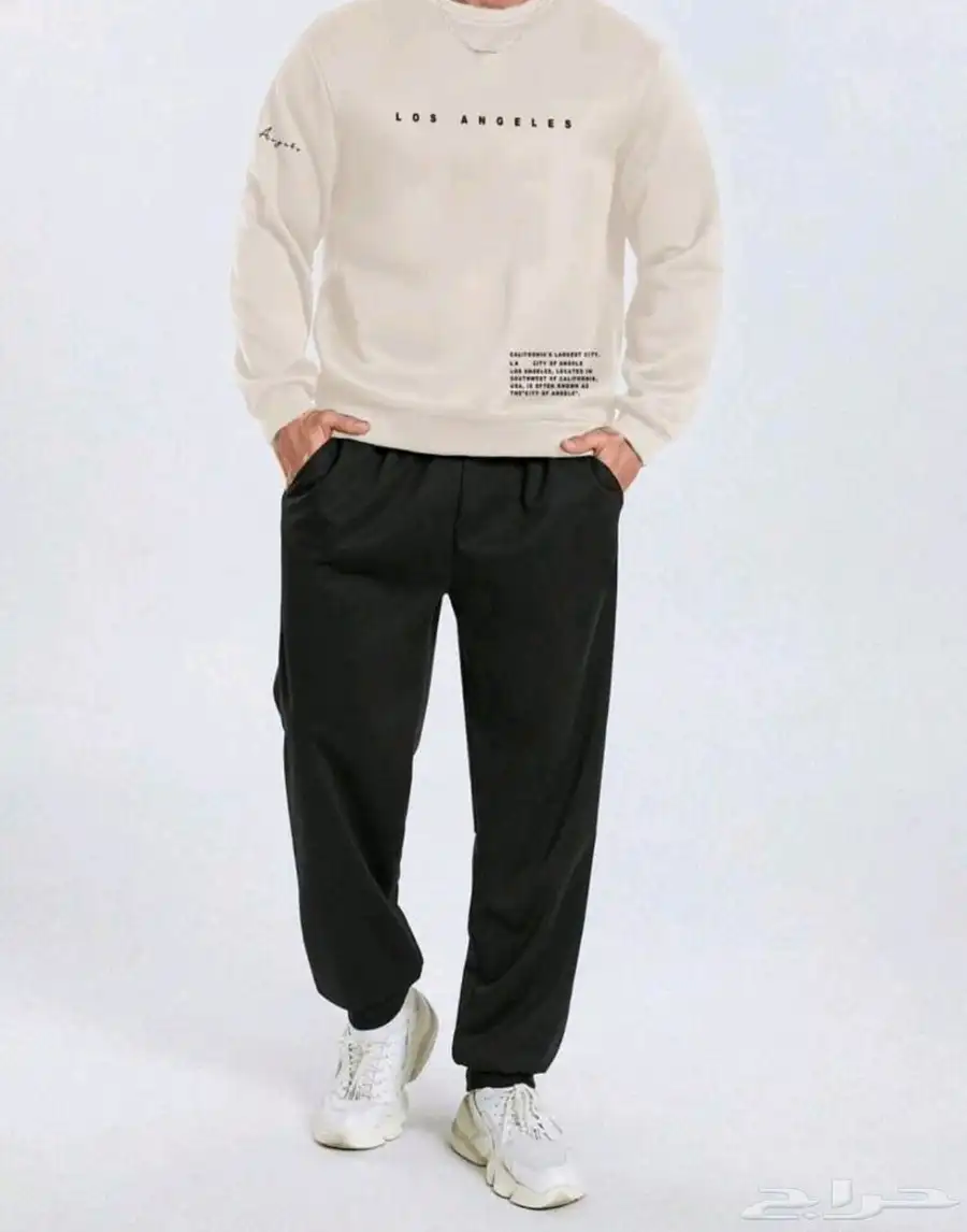 طقم كنزة صوفية وبنطال رياضي مقاس كبير للرجال مقاس3XL 0