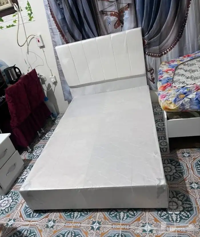medium size bedframe and mattress available 2