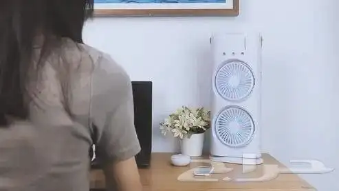 مروحة رذاذ مزدوجة بإنارة LED تبريد مضاعف ورذاذ منعش 2