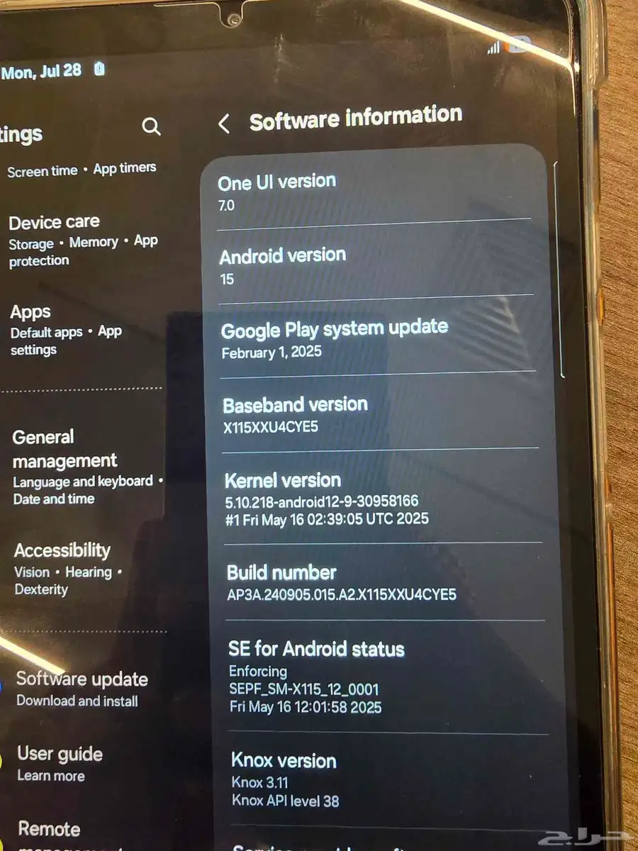 samsung galaxy tab A9 index