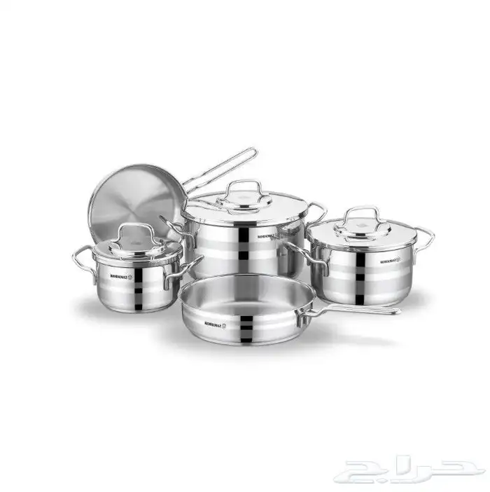 طقم قدور استيل كوركماز استرون 8 قطع مع 2 طاوة 0