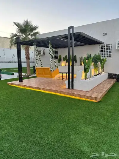 تنسيق.حدايق مكه شلات مظلات وجلست عشب الأرضي عشب جدريه بدل خش 4