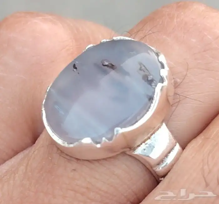 خاتم فضه بحجر عقيق يمني مميز المقاس 19 0