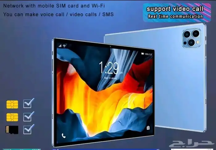 ب 395 تابلت 10.1 بوصة يدعم شريحة مكالمات وكارت ذاكرة خارجية 0