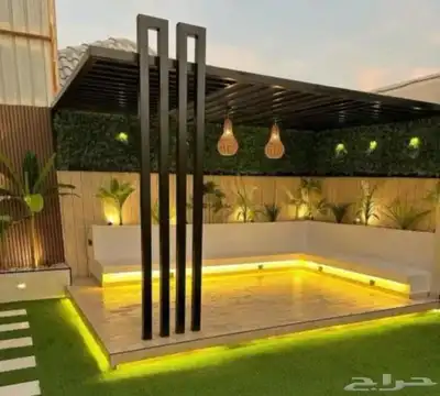 تنسيق.حدايق الطايف.مظلالت.جلست.عرف.زجاج.شلالت.عشب 6