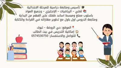 معلمة تاسيس من الصفر ومتابعة مستمرة 0