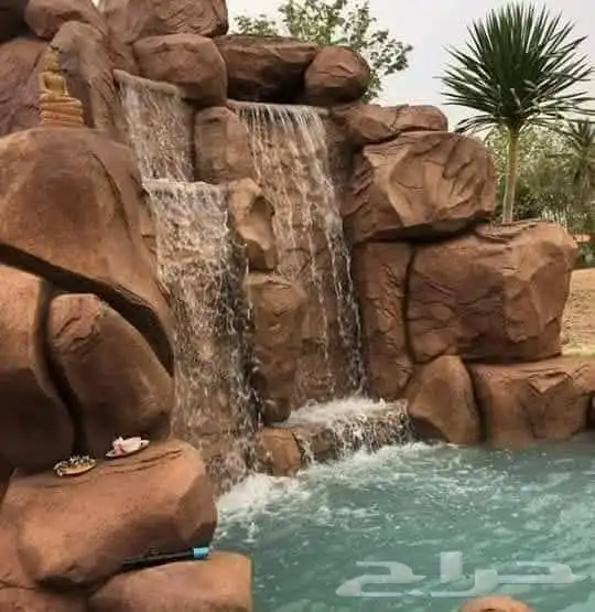 شلالات اندنيسي ونوفير مياه صخريه وجلاسات جزوع اشجار 1