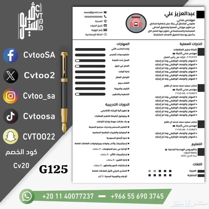 سيرة ذاتية سي في احترافي 3