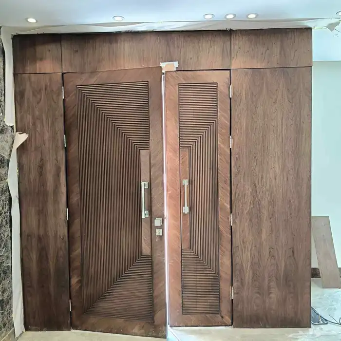 ابواب خشب جديد باب سنديان جوز مغنو 8