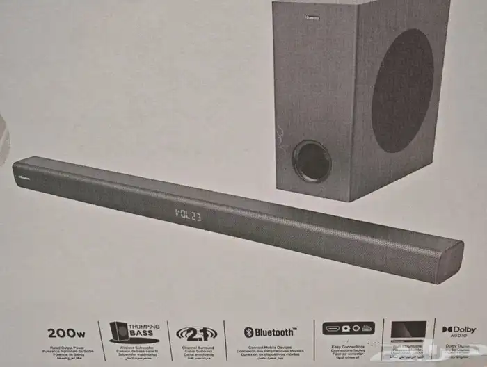 هايسنس ساوند بار 2.1 قناة مع مضخم صوت لاسلكي 200 واط HS218 0
