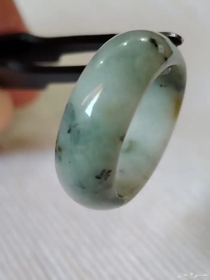 نوع الحجر   خاتم الجاد الأخضر الطبيعي أو اليشم 5