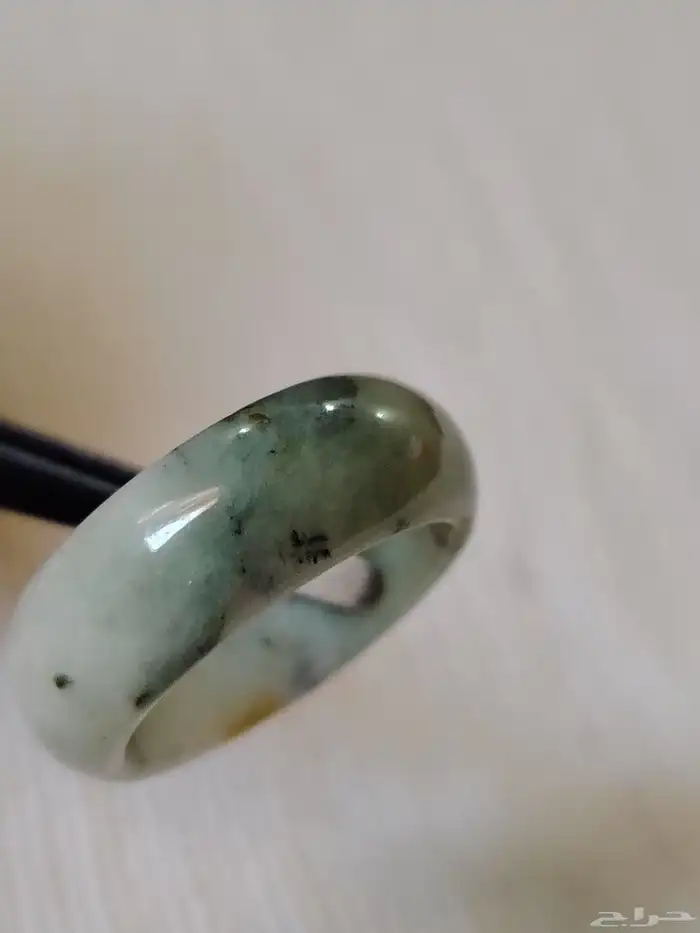 نوع الحجر   خاتم الجاد الأخضر الطبيعي أو اليشم 6