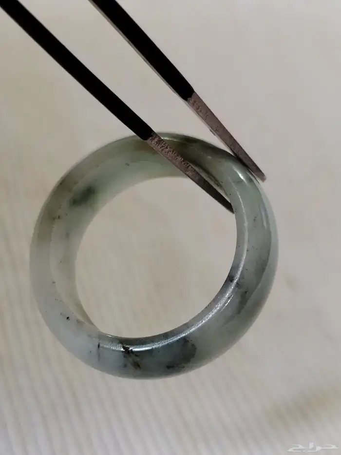 نوع الحجر   خاتم الجاد الأخضر الطبيعي أو اليشم 7