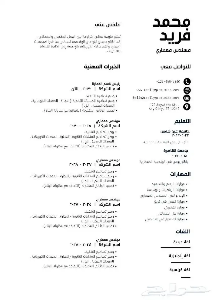 تصميم سيرة ذاتية احترافية CV 8