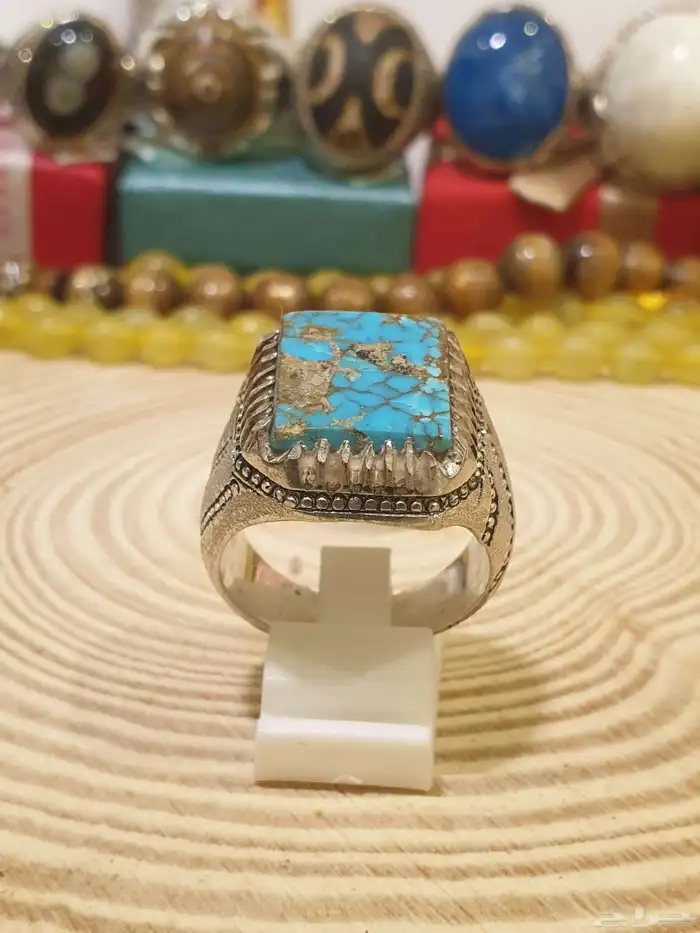 خاتم فيروز نيشابوري بعروق ذهبيه 4