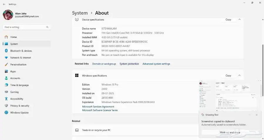 Lenovo laptop core i3 11th generation ram4gb ssd 512 7