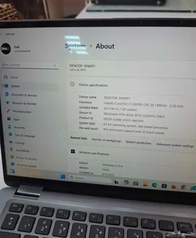لاب توب ديل لاتيتيود 9410 بحالة ممتازة بدون خدوش 2 في 1 معدن 8