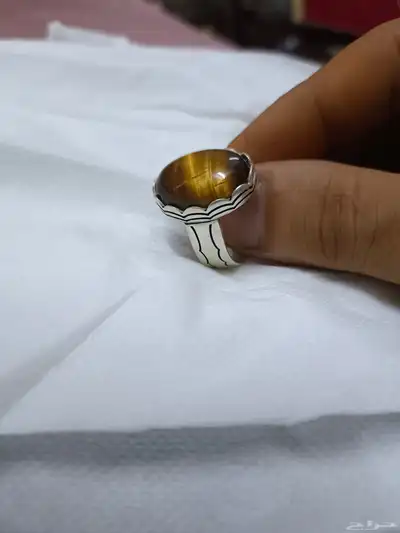 خواتم حجر عين النمر صياغه الاش فضه 925مقاسات 8و7امريكي 0