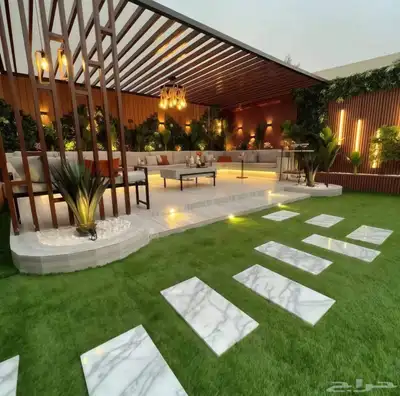 تنسيق.حدايق مكه شلات مظلات وجلست عشب الأرضي عشب جدريه بدل خش 2